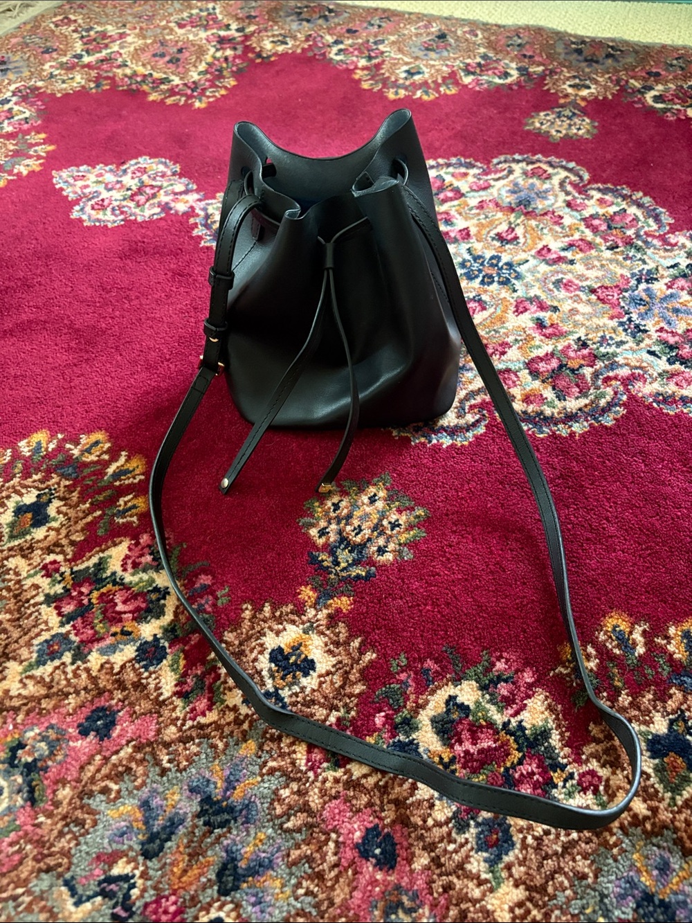 Black Leather bucket purse